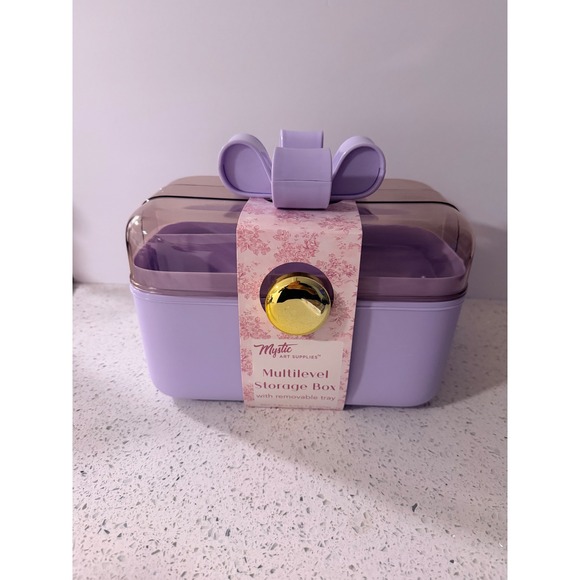 Mystic Art Supplies Other - Mystic Art Supplies Multilevel Storage Box Purple Bow Handle Removable Tray NEW